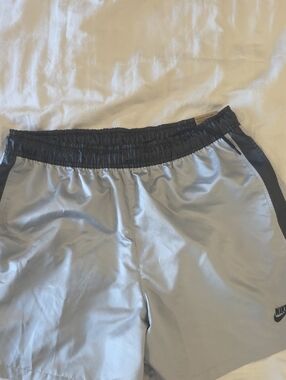 Nike Silver Running Shorts with Black Waistband